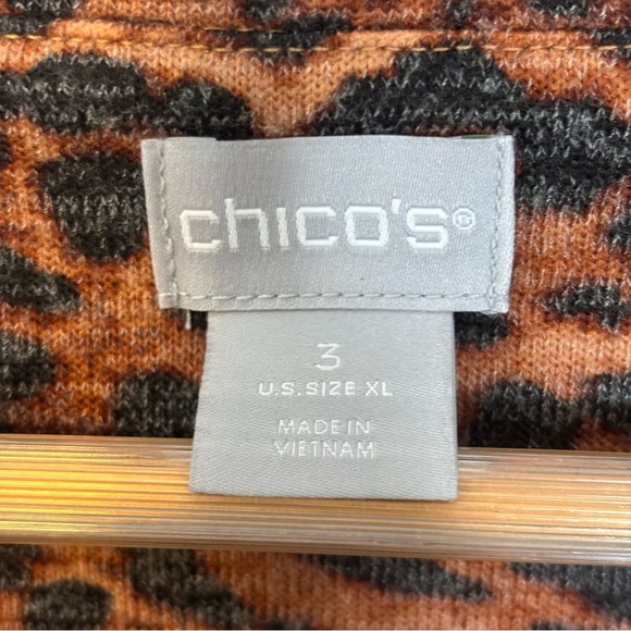 Chico’s Animal Leopard Print Long Sleeve Top-Brown/Black-Women Size 3/XL - Picture 3 of 5